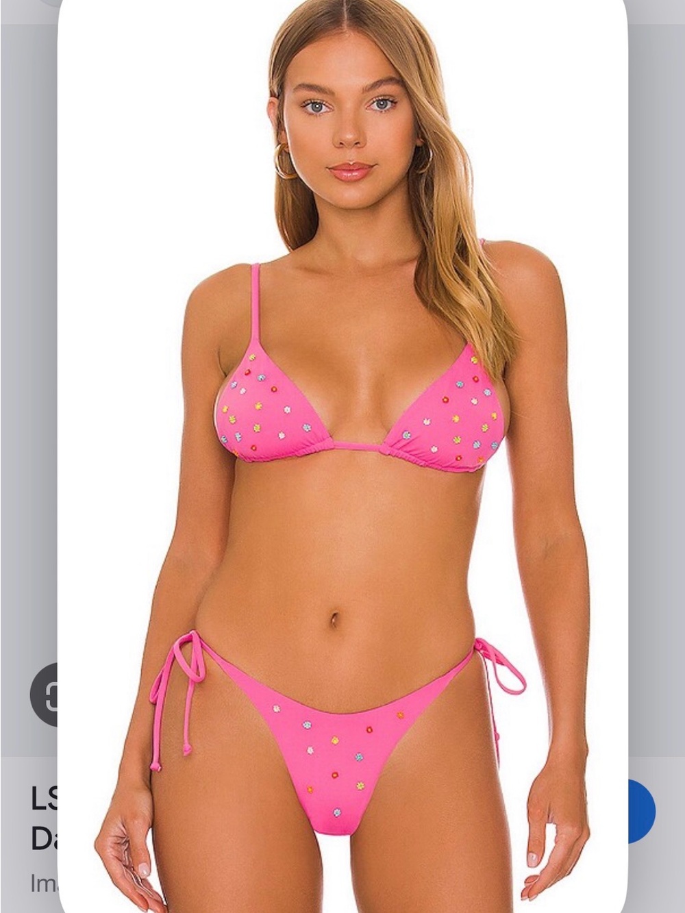 L*Space Beaded Brittany Bikini in bubblegum pink sz S